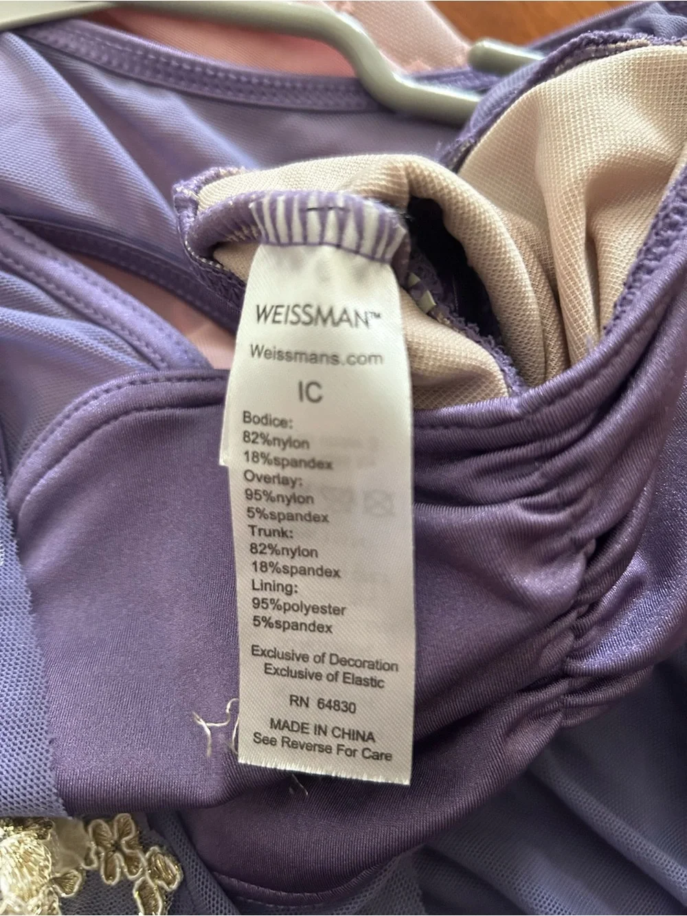 Weissman Lavender Lyrical/Contemporary Dress. Floral Appliqué. Size IC 7/8